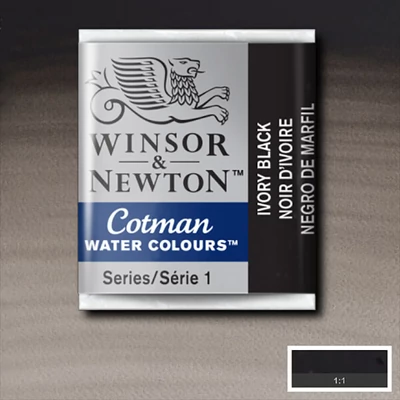Akvarelová farba Winsor&Newton Cotman 1/2 panvičky - 331, ivory black