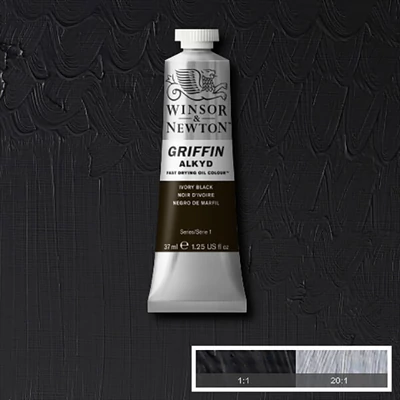 Olejová alkydová farba Winsor&Newton Griffin, 37 ml - 331, ivory black