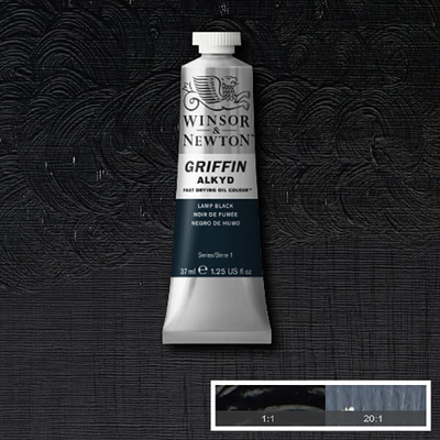 Olejová alkydová farba Winsor&Newton Griffin, 37 ml - 337, lamp black