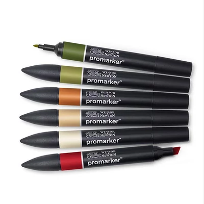 Sada obojstranných alkoholových popisovačov ProMarker - 6 ks, landscape tones 1