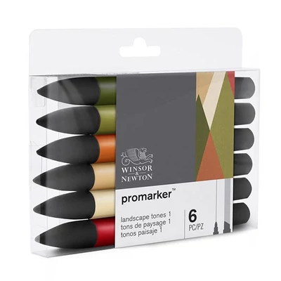 Sada obojstranných alkoholových popisovačov ProMarker - 6 ks, landscape tones 1