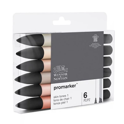Sada obojstranných alkoholových popisovačov ProMarker - 6 ks, skin tones set 1