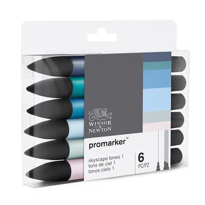 Sada obojstranných alkoholových popisovačov ProMarker - 6 ks, skyscape tones 1
