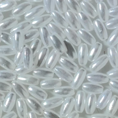 Koráliky ryža, 3x6 mm - Perleťovo biele