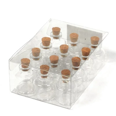 Sada sklenených fľaštičiek s korkovými zátkami - mini, 2,2x2,5 cm