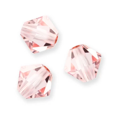 Reťaz z kónických kryštáľových korálkov Preciosa, 4 mm - Light Rose