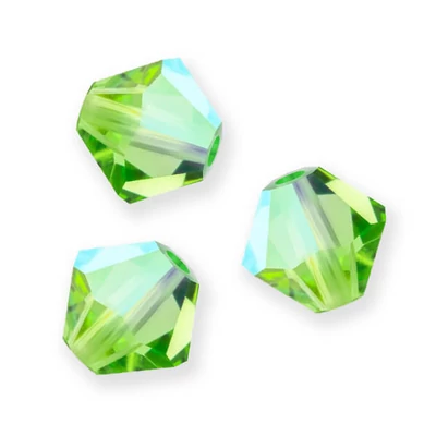 Reťaz z kónických kryštáľových korálkov Preciosa, 4 mm - Peridot AB