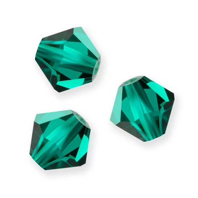 Reťaz z kónických kryštáľových korálkov Preciosa, 4 mm - Emerald