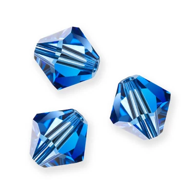 Reťaz z kónických kryštáľových korálkov Preciosa, 4 mm - Sapphire