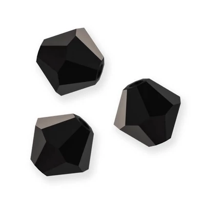 Kužeľovité kryštálové koráliky Preciosa, 4 mm - Jet
