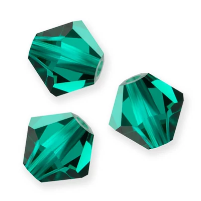Reťaz z kónických kryštáľových korálkov Preciosa, 6 mm - Emerald