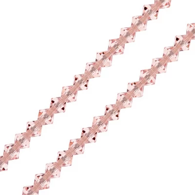 Reťaz z kónických kryštáľových korálkov Preciosa, 4 mm - Light Rose