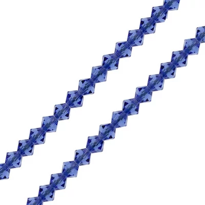 Reťaz z kónických kryštáľových korálkov Preciosa, 4 mm - Sapphire