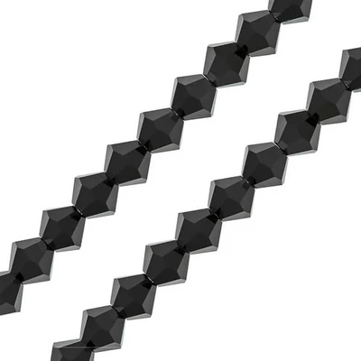 Reťaz z kónických kryštáľových korálkov Preciosa, 6 mm - Jet