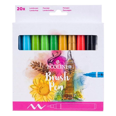 Sada akvarelových pier Talens Ecoline Brush Pen - 20 ks