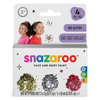 Sada flitrov s fixačným gélom Snazaroo Bio Glitter Chunky