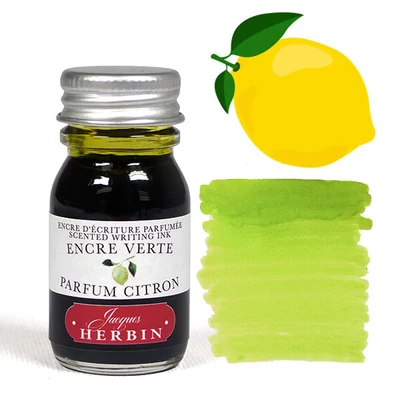 Atrament s vôňou, J. Herbin, 10 ml - zelený atrament, citrónová vôňa