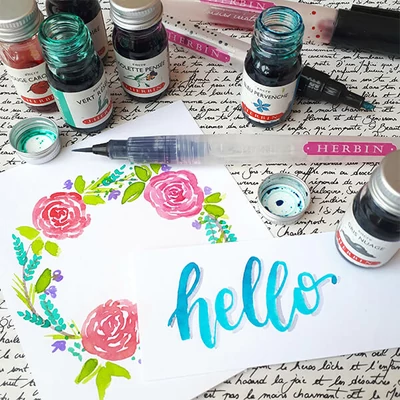 Atrament s vôňou, J. Herbin, 10 ml - modrý atrament, vôňa levandule