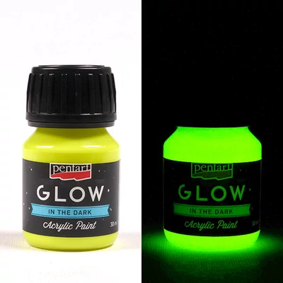 Akrylová farba svietiaca v tme Pentart Glow, 30 ml - limetkovo zelená