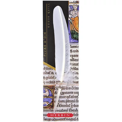 J. Herbin, husacie pero pre atrament, 21 cm - biele