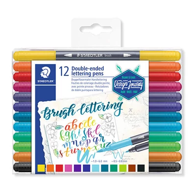 Sada štetcových popisovačov, Staedtler Design Journey, 0,5-0,8/1,0-6,0 mm, obojstranné, 12 kusov