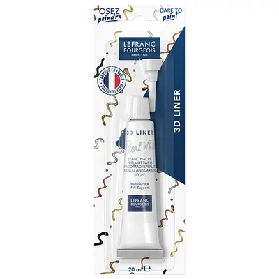 Kontúrovacia farba 3D Liner, nevypaľovacia, 20 ml - perleťovo biela