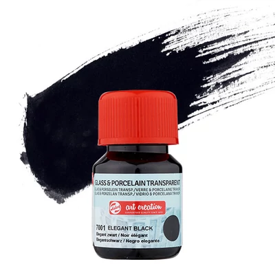 Farba na sklo a porcelán Art Creation, transparentná, 30 ml - 7001 elegant black