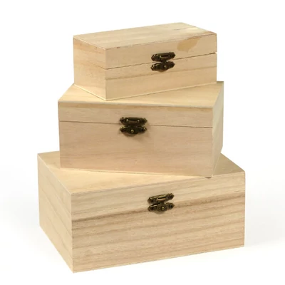 Sada drevených krabičiek- 3 kusy, 17x12x8/15x9x7/12x7x5 cm