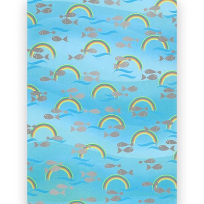 Priehľadný papier, A4 - dúha, ryba, strieborný