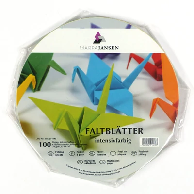 Papier na origami, farebný - 70 g, 100 listov, kruh 18 cm