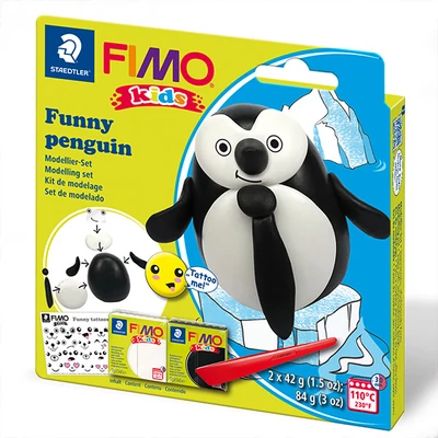 Sada modelovacej hmoty FIMO Kids, 2x42 g, 2x42 g - Funny penguin, zábavný tučniak