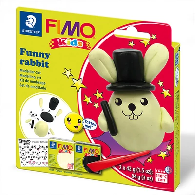 Sada modelovacej hmoty FIMO Kids, 2x42 gt, 2x42 g - Funny rabbit, zábavný zajac