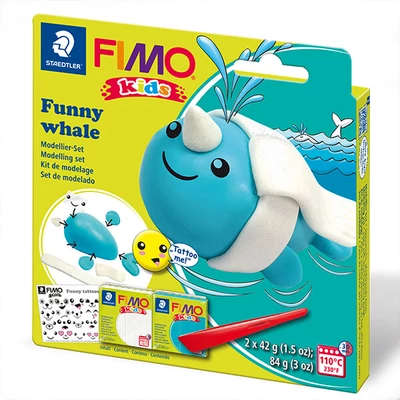 Sada modelovacej hmoty FIMO Kids, 2x42 g, 2x42 g - Funny whale, zábavná veľryba