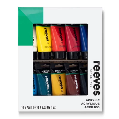 Sada akrylových farieb Reeves, 10x75 ml