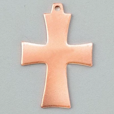 Smaltovaný prívesok červený medený základ - kríž, 33x22 mm