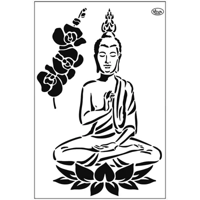 Šablóna, 21x29,7 cm - Budha a orchidea