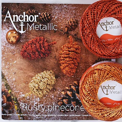 Háčkovacia sada, Anchor Metallic - Šišky, zlatá, medená, hrdzavá
