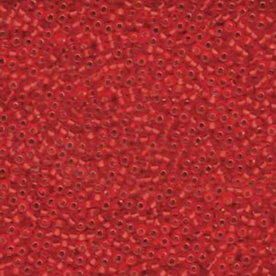 Miyuki japonské sklenené koráliky 11/0 - Matte Silver Lined Flame Red