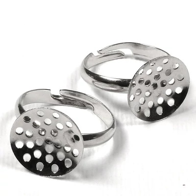 Základ prsteňa, prelamovaný - 15 mm, rhodium, 2 ks