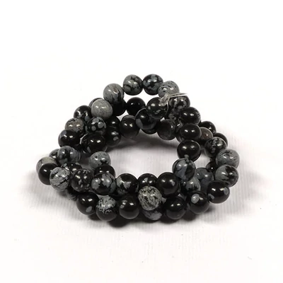 Minerálne koráliky - Obsidián, snehová vločka, 6 mm, 1 prameň