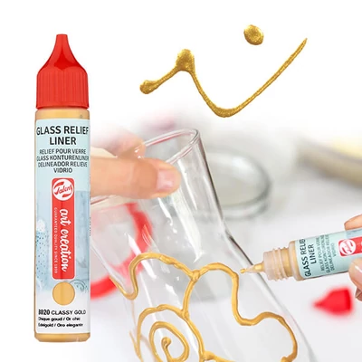 Art Creation Glass Relief Liner, kontúra na sklo, 3D maliarske pero, 28 ml – 8020 Gold