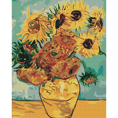 Číslovaná omaľovánka v sade, na napnutom plátne, 40x50 cm - Van Gogh: Slnečnice