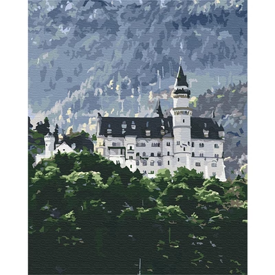 Číslovaná omaľovánka v sade, na napnutom plátne, 40x50 cm - Pohľad na Neuschwanstein
