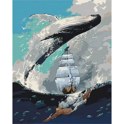 Číslovaná omaľovánka v sade, na napnutom plátne, 40x50 cm - Pán mora