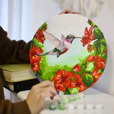 Číslovaná omaľovánka v sade, na napnutom plátne, 30 cm - Didevych Kateryna: Kohúty