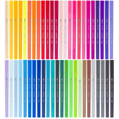 Sada obojstranných popisovačov Bruynzeel Fineliner Brush - 48 ks, v kovovej krabičke