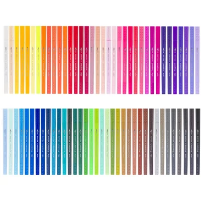 Sada obojstranných popisovačov Bruynzeel Fineliner Brush - 72 ks, v kovovej krabičke
