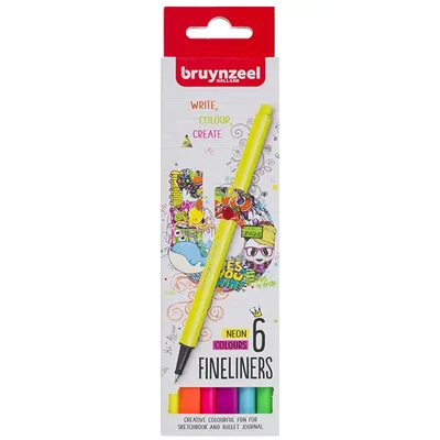 Sada extra tenkých popisovačov Bruynzeel Fineliner - 6 ks, neónové farby