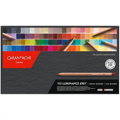 Sada farebných ceruziek Caran d'Ache Luminance 6901 - 100 farieb, 102 ks + doplnky