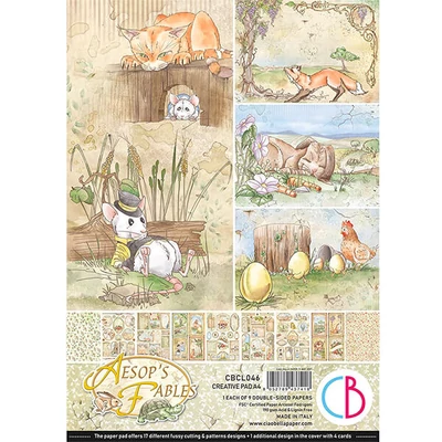 Sada scrapbookových papierov Ciao Bella, A4, 9 listov - Ezopove zvieracie bájky Creative Pad